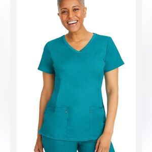 Teal V-Neck Short Sleeve Women's Top